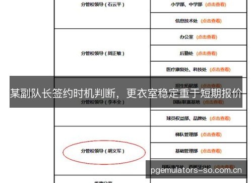 某副队长签约时机判断,更衣室稳定重于短期报价 某副队长签约时机判断,更衣室稳定重于短期报价