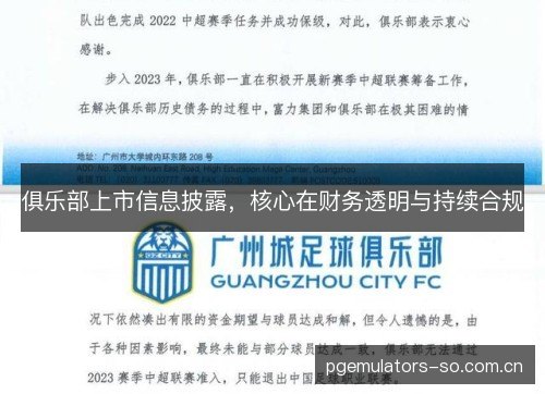 俱乐部上市信息披露,核心在财务透明与持续合规 俱乐部上市信息披露,核心在财务透明与持续合规
